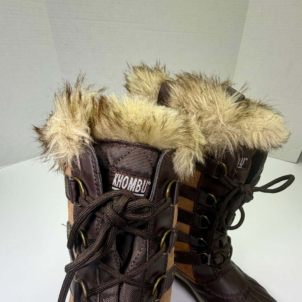 Khombu Women's Nordic 2 Tall Winter Boots, Brown Faux Fur Leather & Man-made Siz - Picture 8 of 13